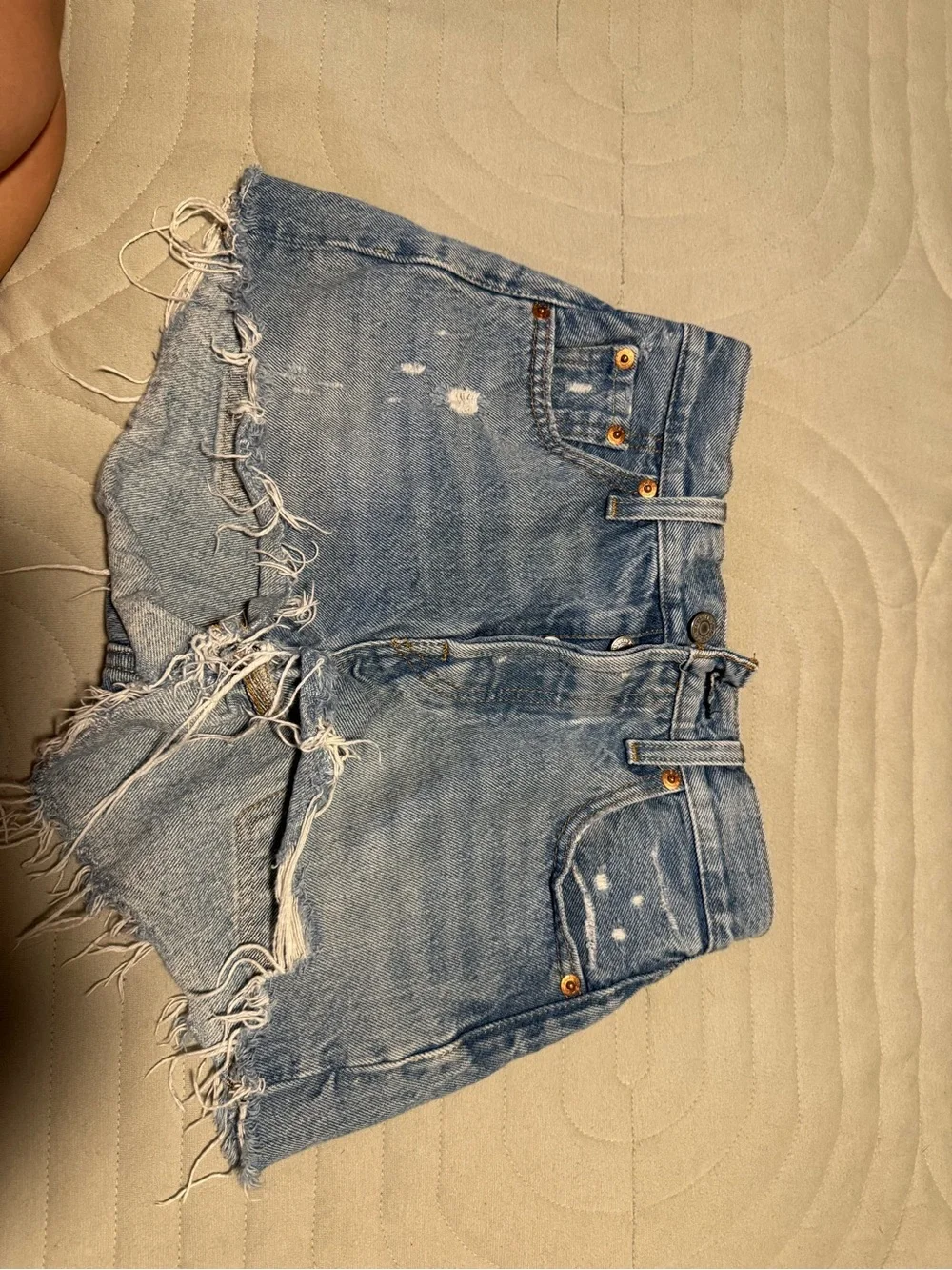 Levi's Light Blue Distressed Denim Cutoff Shorts